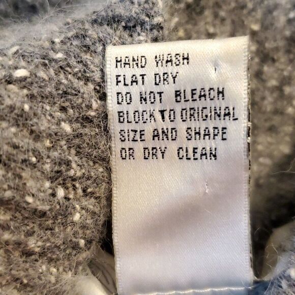 Vintage 90s Silk Angora Mock Neck Sweater L Argyle Diamond Academia Gray Brown - Picture 5 of 5